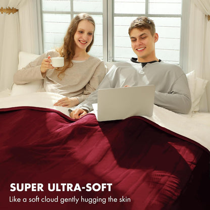 Heated Blanket Throw 50" x 60" - Soft Flannel Sherpa Electric Blanket Throw with 5 Heating Levels & 4 Hours Auto Off, Machine Washable, Ideal Gift for Grandma (Purple)