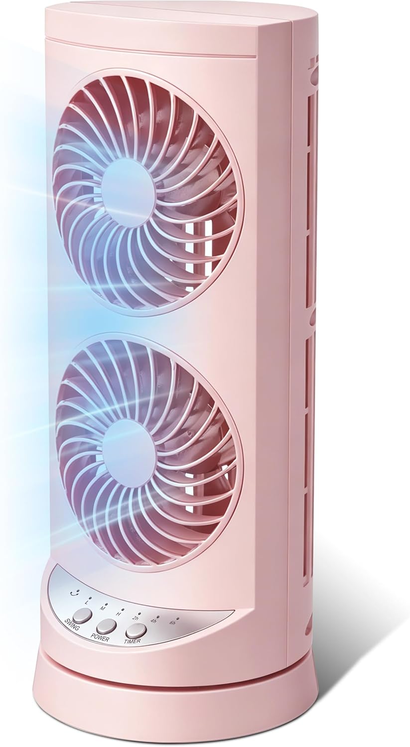 Personal Tower Cooling Fans that Blow Cold Air, Standing Small Desk Fan with 3 Speeds & Timer, 60° & 110° Oscillating Table Fan, Quiet and Safe Electric Floor Fan for Bedroom, Bedside, Home, Office