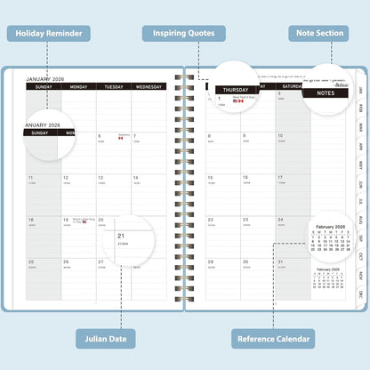 Planner 2026-2027, Weekly and Monthly Calendar Planner, JUL 2026 - JUN 2027 | Academic Year, Daily Agenda Book, A5(6.3'' x 8.5''), Sprial Bound, Inner Pocket, Office School Use
