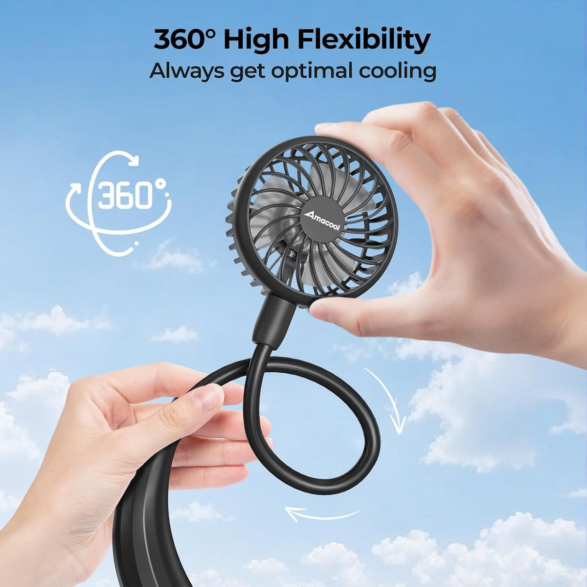 AMACOOL Portable Neck Fan, Lightweight Wearable with Hands-Free Comfort
