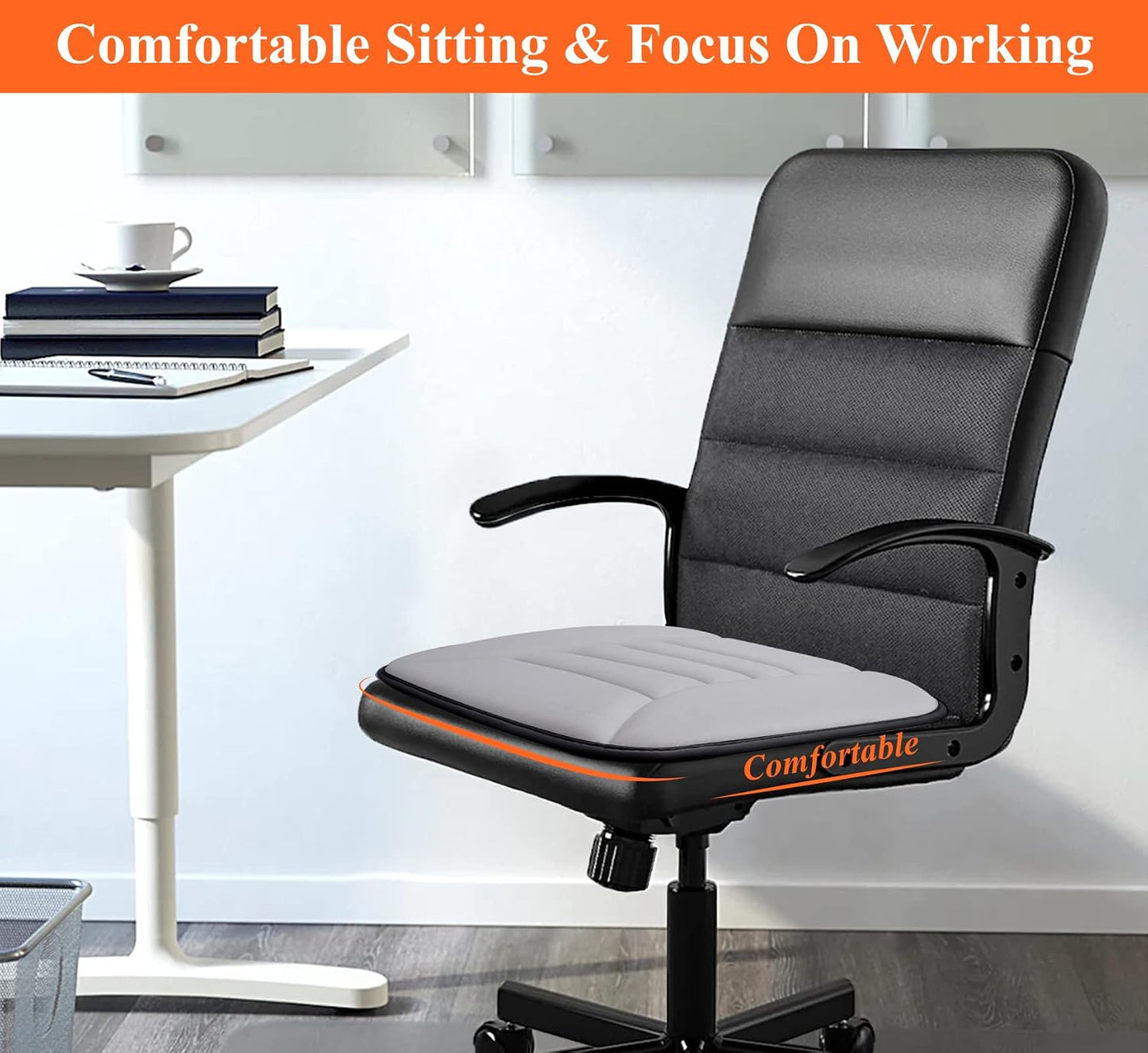 kingphenix Car Seat Cushion with 1.2inch Comfort Memory Foam, Seat Cushion for Car and Office Chair (Black)