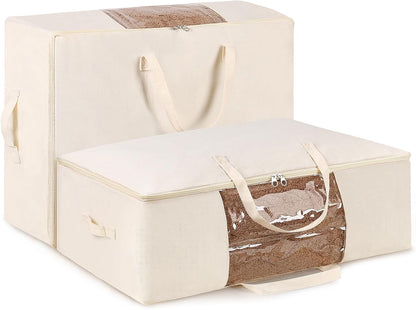 Comforter Storage Bags 70L Canvas Closet Organizer Clothes Container