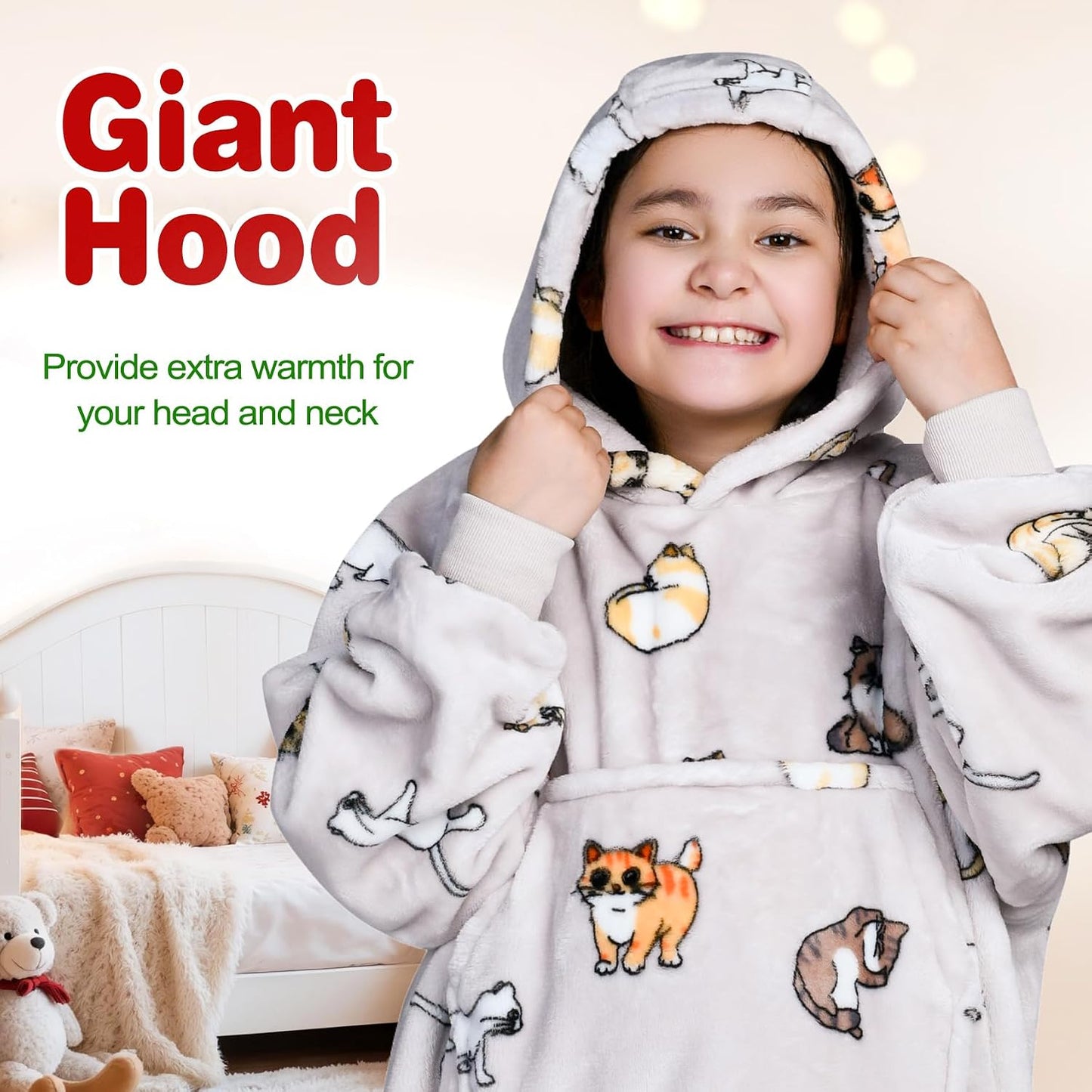 Waitu Wearable Blanket Sweatshirt Gifts for Women and Men, Warm and Cozy Giant Blanket Hoodie, Thick Flannel Blanket with Sleeves and Giant Pocket - Dark Gray