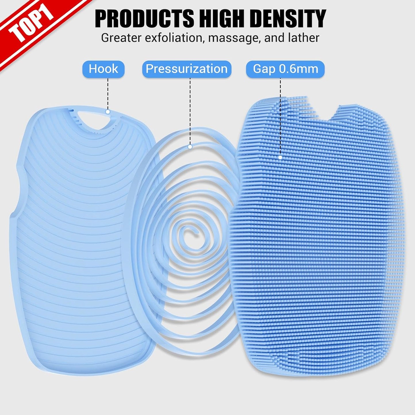 Canroom Silicone Body Scrubber - Zinc Infused-Highly Elastic Bristles Exfoliating Body Scrubber for Shower Body,Cellulite Reduction,Blood Circulation- Black