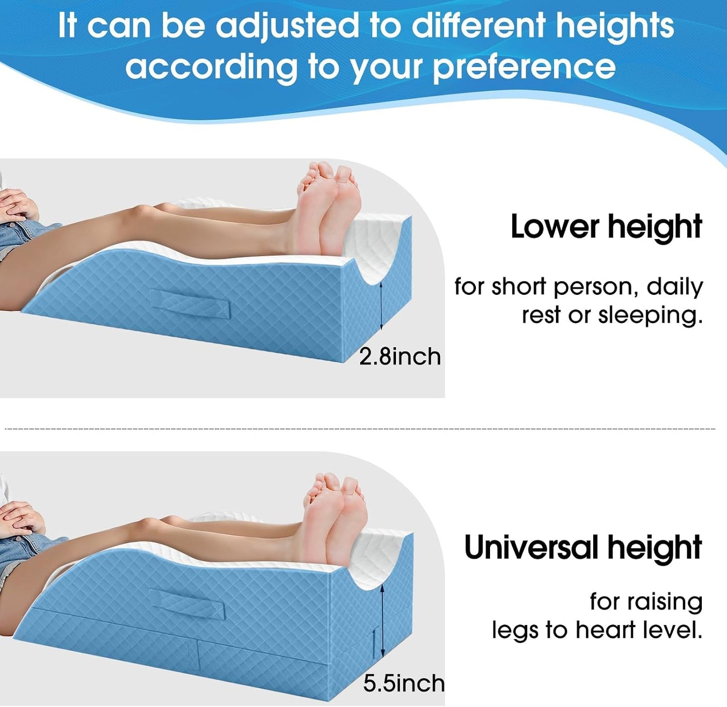 TranquilRelax Elevation Pillows for Leg After Surgery, Memory Foam Adjustable Wedge Pillow for Injury or Rest, Ankle Pillow for Sleeping Blood Circulation, Grey/Single Leg