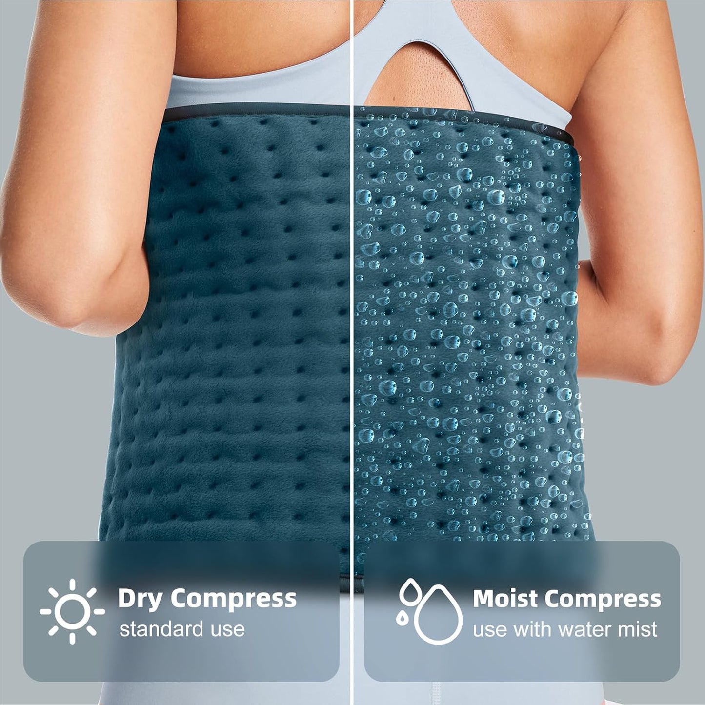 VALGELUIK Heating Pad for Back, Neck & Shoulder Pain Relief – 12"x24" Electric Heat Pad, Auto-Off, Machine Washable, Moist/Dry Heat Options – Thoughtful Mother's Day Gifts for Mom, Dad, Women & Men