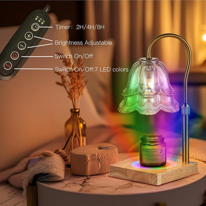 Candeldo Candle Warmer Lamp with Timer: Flower Gold Candle Lamps Height Adjustable Wax Melt House Warming Gifts New Home Decor Mothers Day Birthday Gift for Women Mom