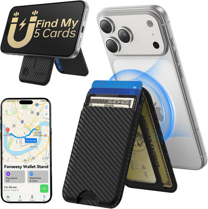 TWZKG for MagSafe Wallet, Works with Apple Find My,5 Card Holder with Stand