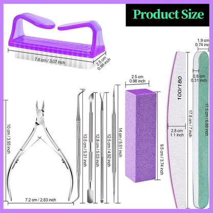 FANDAMEI Nail Care Kit, Nail Files 100/180, Nail Buffer Block, Cuticle Nippers, Cuticle Trimmer, Cuticle Pusher, Nail Tools, Nail Kit, Pedicure & Manicure Tools, Nail Prep Kit, Manicure Kit for Women
