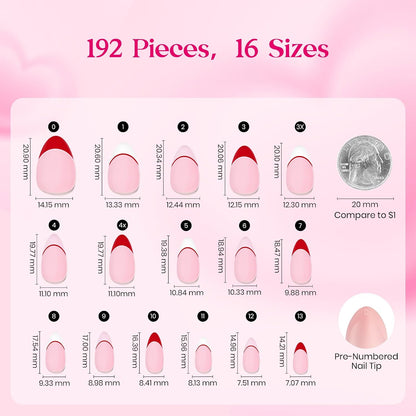 Beetles Press On Nail Kit-Short Square French Tip Press On Nails, 150Pcs Pink French Nail Tips with Nail Glue & Remover Builder Top Coat Nail Lamp, All-in-One DIY Fake Nails Gift for Women