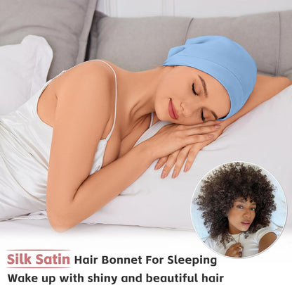 ZHENSILK Silk Bonnet for Sleeping Women, Adjustable Silky Satin Lined Sleep Cap, Silk Hair Wrap Slouch Beanie Hat