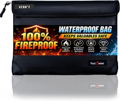 Fireproof Waterproof Money Document Bag, 13.9"x10.6", Blue
