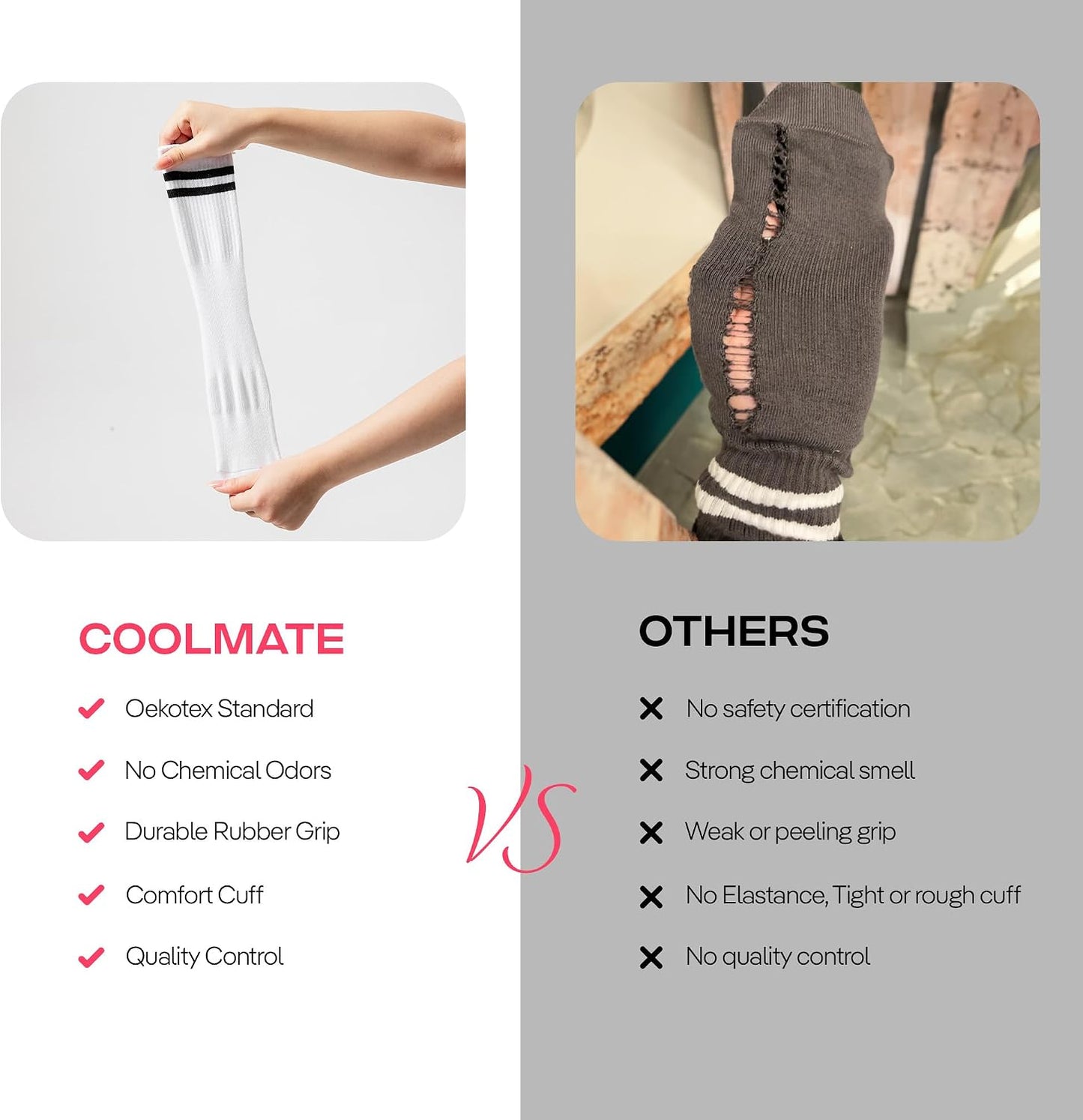 COOLMATE Pilates Socks with Grips for Women, Yoga Socks, Crew Non Slip Women for Barre, Pilates Gifts for Women - Colors B