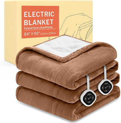 HOMLYNS LuxeHeat Heated Blanket Electric Blanket, Soft Flannel Sherpa Heated Throw, Heating Blanket with 5 Heat Settings, 3 hrs Timer Auto Shut Off (50x60 inches, Purple), Only for 120V Voltage Use
