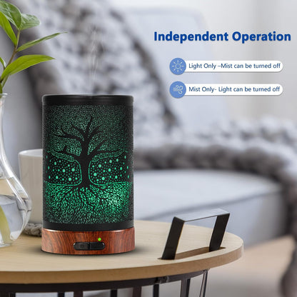 EQUSUPRO Essential Oil Diffuser 300ml Metal Electric Ultrasonic Diffuser for Large Room with Auto Shut-Off, 4 Timer Setting &7 Colors Night Light for Home