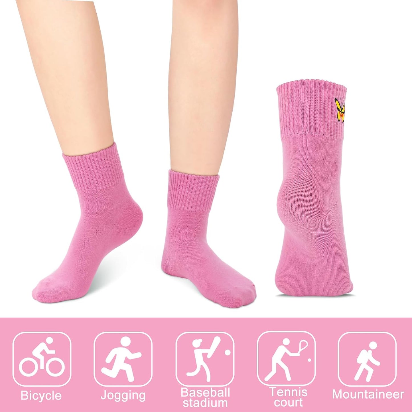 Eurzom 10 Pairs Socks Womens Crew Elastic Ankle Length Cotton Socks Aesthetic Cute Lightweight Low Cut Gifts for Women - Colors B