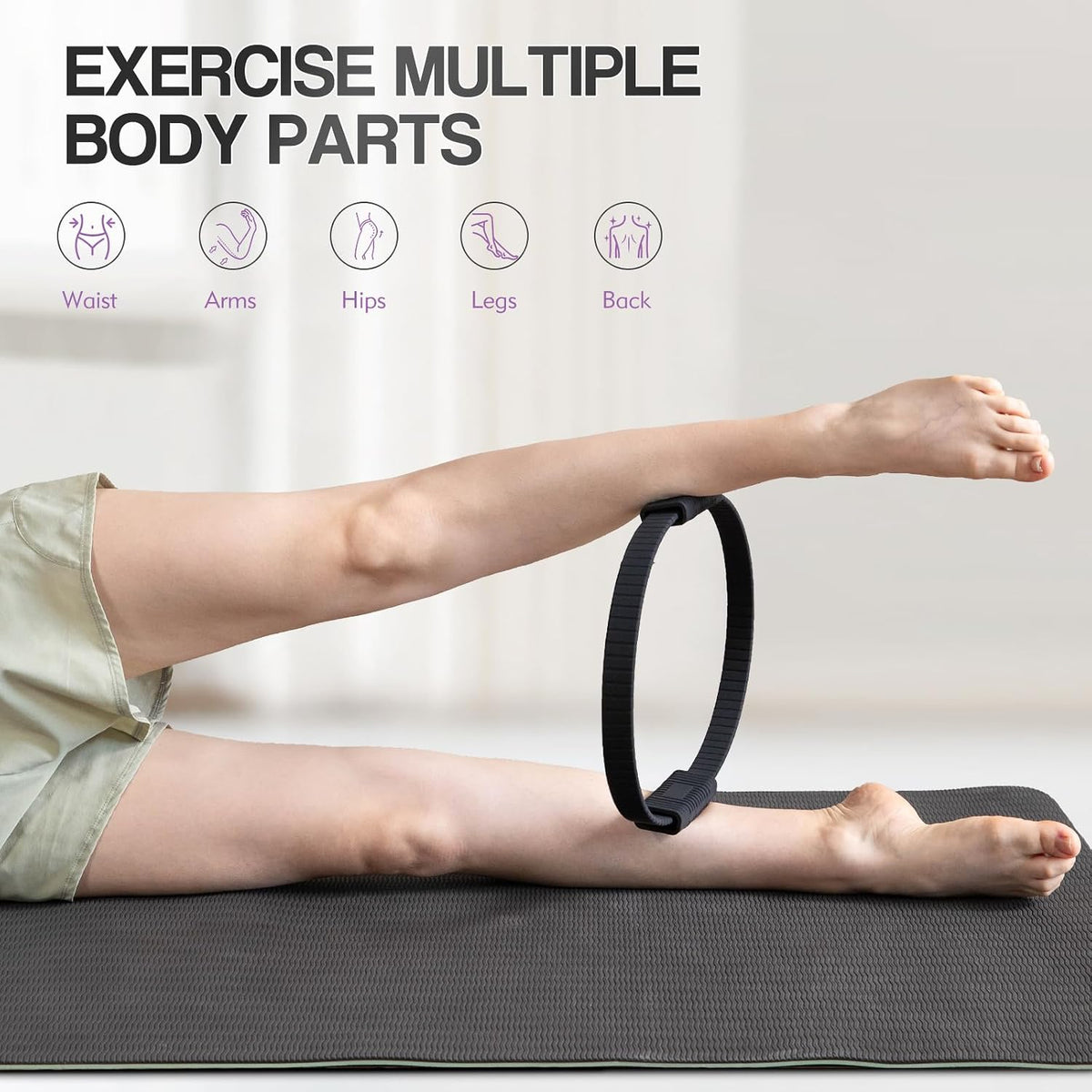 Pilates Kit, 13.5" Pilates Ring with Mini Ball & Resistance Bands