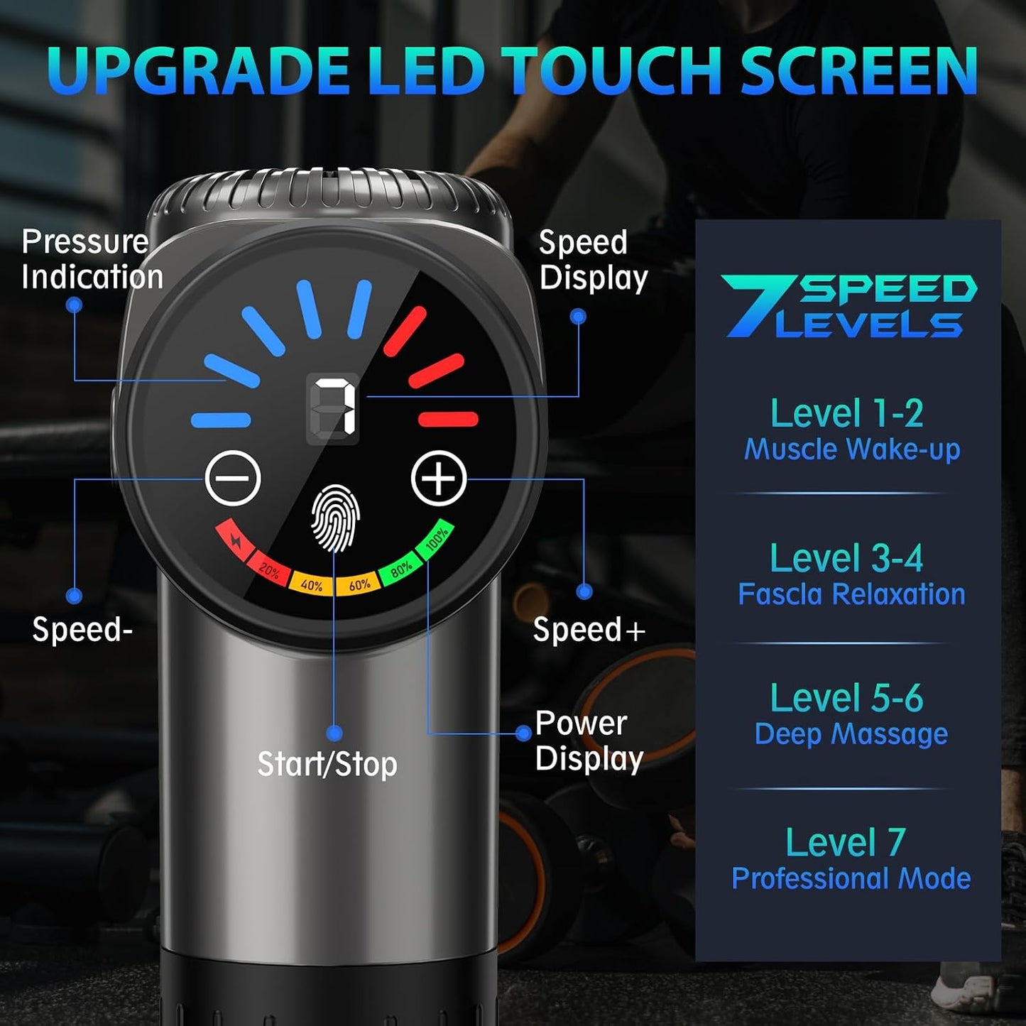 TOLOCO Massage Gun, Deep Tissue Back Massage for Athletes for Pain Relief, Percussion Massager with 10 Massages Heads & Silent Brushless Motor, Fathers Day Dad Gifts, Grey
