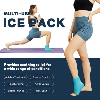 BILITOK Reusable Foot Ankle Ice Pack Wrap for Injuries, Cold Compression Therapy for Achilles Tendonitis, Plantar Fasciitis, Swelling, Sprained, Pain Relief (Black)