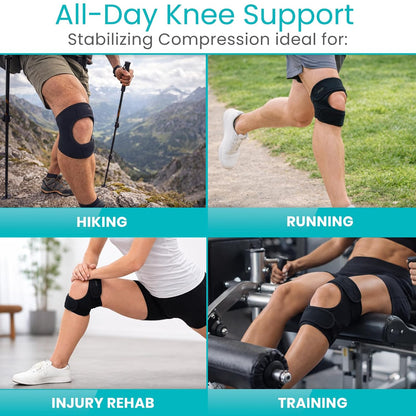 Vive Dual Patellar Tendon Support Strap - Knee Stability Brace for Men & Women, Patella Stabilizer Band for Pain Relief & Mobility, Meniscus, Tendonitis, Running, Arthritis, Injury Recovery (Medium)