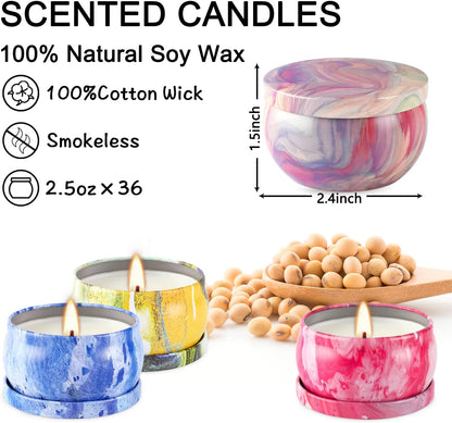 Onebird Set of 24 Scented Candle Gift Set,Natural Pure Soy Wax Aromatherapy Candles Essential Oils for Home and Women