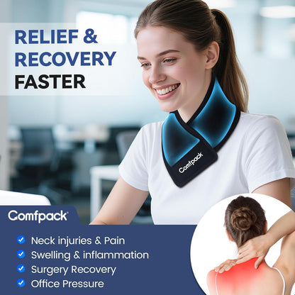Comfpack Neck Ice Pack Wrap, Cervical Ice Pack, Flexible Gel Ice Pack for Neck, Hot & Cold Compress Ice Pack for Injuries, Sore Neck, Tonsillectomy, Thyroidectomy, Surgery Recovery, Office Pressure