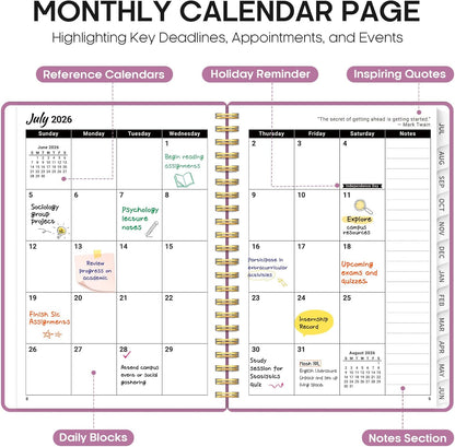 Planner 2026-2027, 8.5" x 11" Weekly and Monthly Academic Year Planner Calendar, July 2026 - June 2027, Hardcover Large School Planning Agenda With Tabs, Perfect for School & Office Supplies, A4, Green