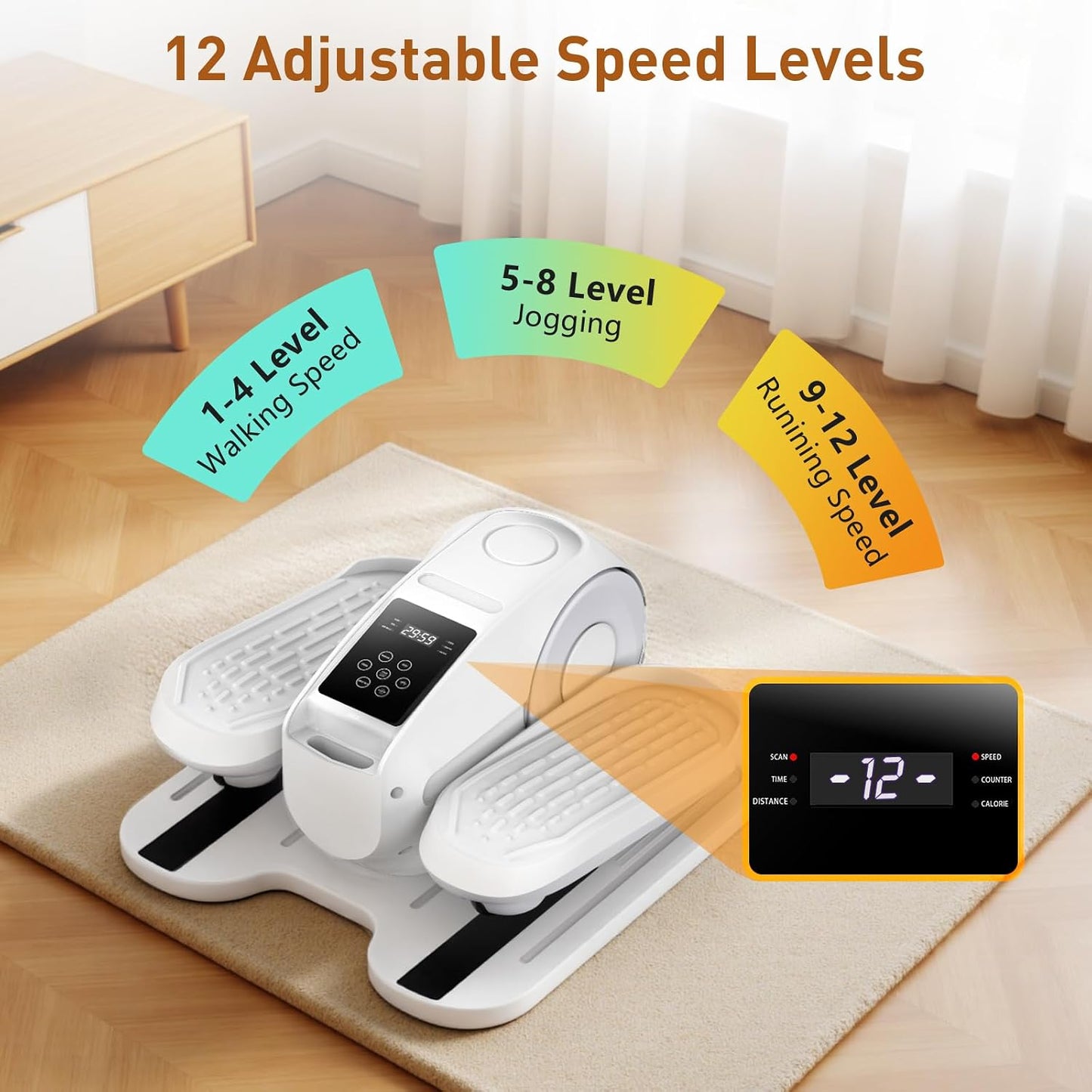 Under Desk Elliptical Exercise Machine, Elliptical Leg Exerciser as Seen on TV, 12 Speeds Leg Exerciser While Sitting for Seniors, Electric Seated Foot Pedal Exerciser for Home Gift for Women