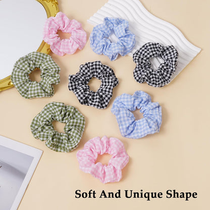Satin Scrunchies for Women – 8PCS Blush & Brown Silk Hair Ties Set – No Crease, Frizz-Free, Gentle Elastic Hair Bands, Soft & Stylish Everyday Hair Accessories Gifts