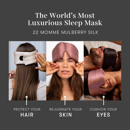 DROWSY Silk Sleep Mask - Face-Hugging, Padded Cocoon for Luxury Sleep in Total Darkness - 100% Pure Mulberry Silk (Black Jade)