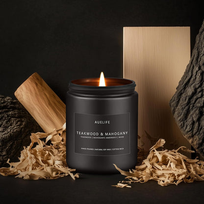 Scented Candles Set | Men Candle Set, Scented Candles for Home, Gifts for Men Aromatherapy Gift Set - 4 Pack Manly Gifts for Dad Fathers Day, Soy Candle of Leather/Smoke & Vanilla/Oak/Lavender