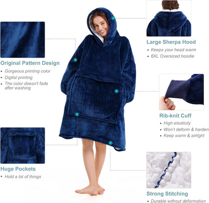 Narecte Cozy Oversized Blanket Hoodie Wearable Blanket Adults Soft Hooded Blanket Hoodie Birthday Gifts for Women Christmas - Colors A