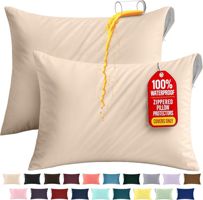 Utopia Bedding Premium 100% Waterproof Pillow Protectors with Zipper Standard Size (Set of 4), Bed Bug and Dust Mite Proof Zippered Pillow Covers, Pillow Encasement Cases, Gray