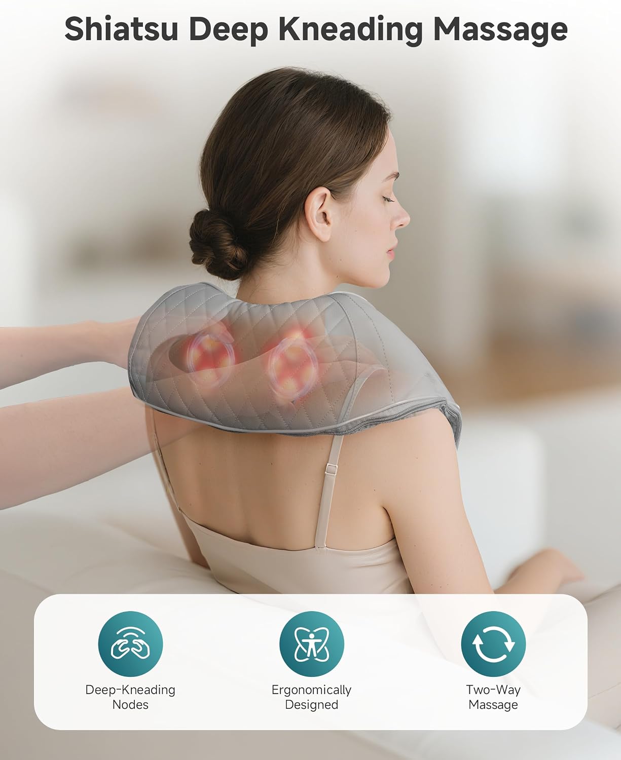 Snailax Cordless Massager - Shiatsu Neck and Shoulder Massager with Heat, FSA Eligible, Portable, Lumbar, Back Electric Massage Pillow, Gift for Woman, Mom, Dad