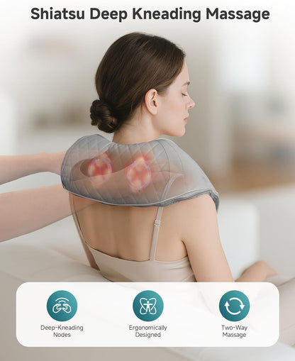 Snailax Cordless Massager - Shiatsu Neck and Shoulder Massager with Heat, FSA Eligible, Portable, Lumbar, Back Electric Massage Pillow, Gift for Woman, Mom, Dad