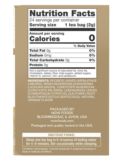 NOW Give a Tea® Rooibos Reishi Mushroom Tea, Caffeine-Free, 24 bags
