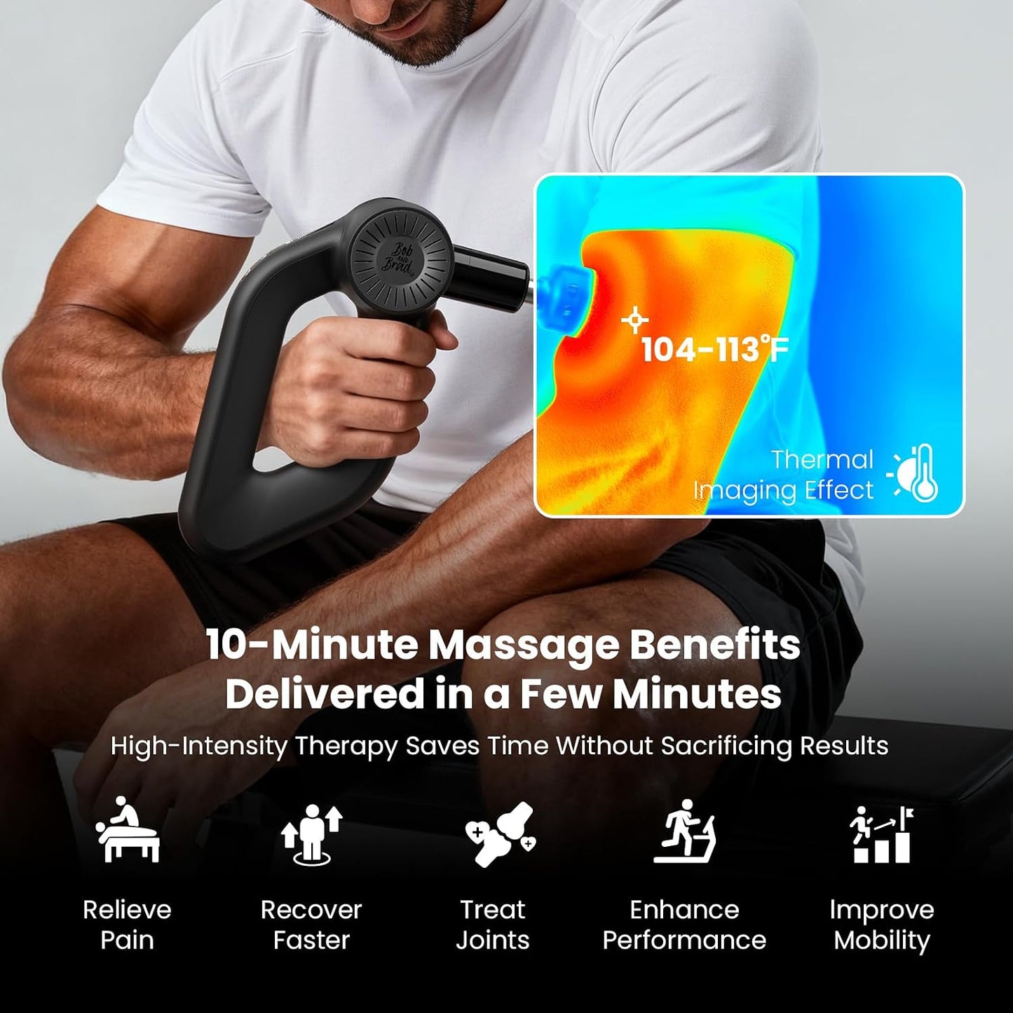 BOB AND BRAD D6 Pro Plus Massage Gun with Heat, Deep Tissue Percussion with 16mm Amplitude, Professional Muscle Massager Gun for Athletes, Quiet Electric Handheld Massager