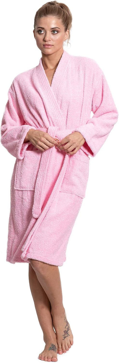 Turkuoise Soft & Absorbent Towel Robe, 100% Cotton Turkish Terry Cloth Kimono Bathrobes for Women