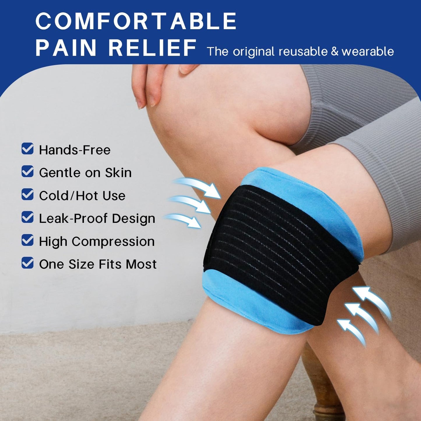 Ice Packs for Injuries Reusable Gel 2 Hot Cold Compress Therapy Pack with Adjustable Strap Soft Ice Wraps for Ankle Knee Leg Neck Shoulder Wrist Feet Back Pain Relief (Purple, Medium 10 x 5.5 Inch)