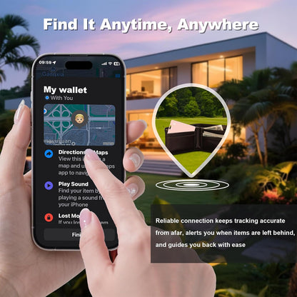 Wallet Tracker Card, Slim Rechargeable Bluetooth Item Locator, Smart Finder Compatible with Apple Find My for Wallet, Luggage, Passport, IP68 Waterproof (iOS Only) (Carbon Fiber Black)