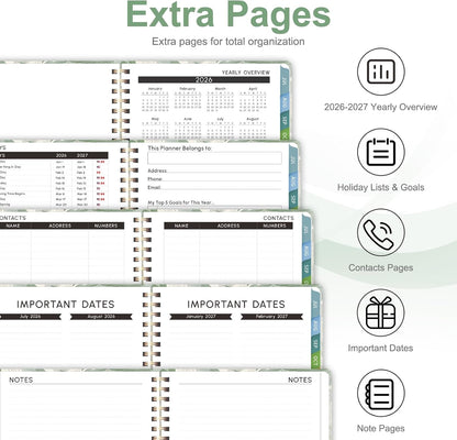 Planner 2026-2027, Weekly and Monthly Calendar Planner, JUL 2026 - JUN 2027 | A5(6.3'' x 8.5''), Hardcover, Agenda Book, Sprial Bound, Inner Pocket, Office and School Use
