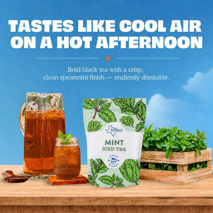 HTeaO Mint Iced Tea Bags - Makes 4 Gallons - Texas Style - Black Tea