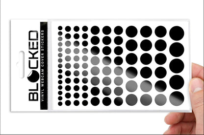 Blocked Original Vinyl Webcam Cover Stickers | Restickable & Stackable Privacy Covers | for All Camera-endable Devices | 3-Sizes | 57 Black Tabbed (Muted Matte)