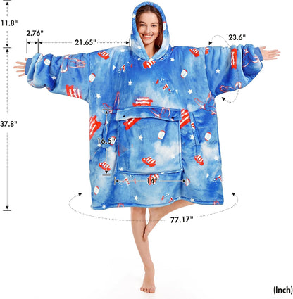Narecte Cozy Oversized Blanket Hoodie Wearable Blanket Adults Soft Hooded Blanket Hoodie Birthday Gifts for Women Christmas - Colors A