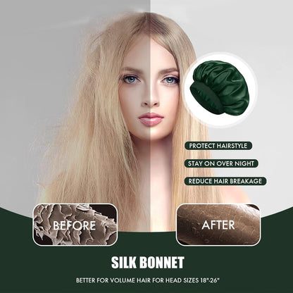 Satin Silk Bonnet for Sleeping, Double Layer Silk Sleep Cap for Men & Women, Soft Satin Lined Bonnet for Curly Hair