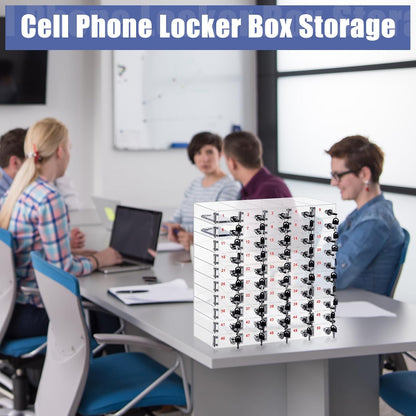 Layhit 20 Slots Cell Phone Locker Box for Classroom Clear Acrylic Cell Phone Storage Cabinet Bin with Door Locks for Classroom School Students Office Factory Employees