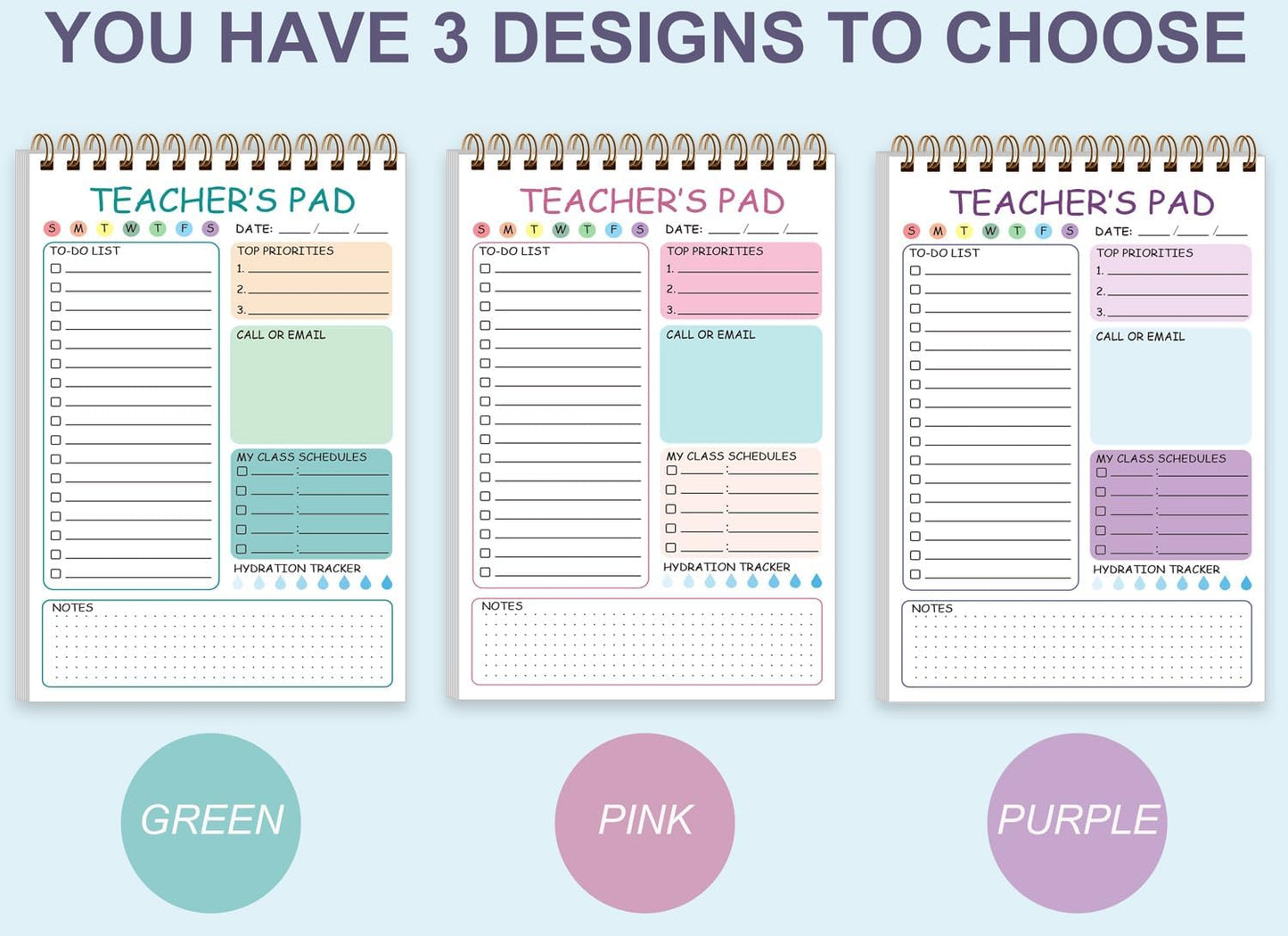 Teacher Notepad - A4 Teacher To Do List Notepad, Spiral Checklist Notebook Organizer for Teachers Notes Task Appointment, Teacher Appreciation Gifts, 8'' x 11'', Green