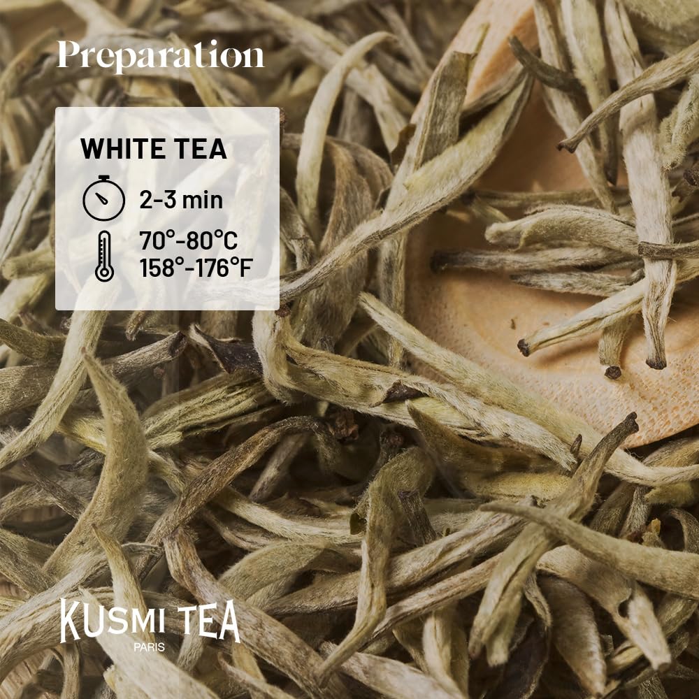 Kusmi Tea - White Anastasia - Organic Blend of White Tea with Bergamot - Enjoy Hot or Iced - Smooth, Flavourful Tea - 20 Tea Bags