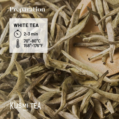 Kusmi Tea - White Anastasia - Organic Blend of White Tea with Bergamot - Enjoy Hot or Iced - Smooth, Flavourful Tea - 20 Tea Bags