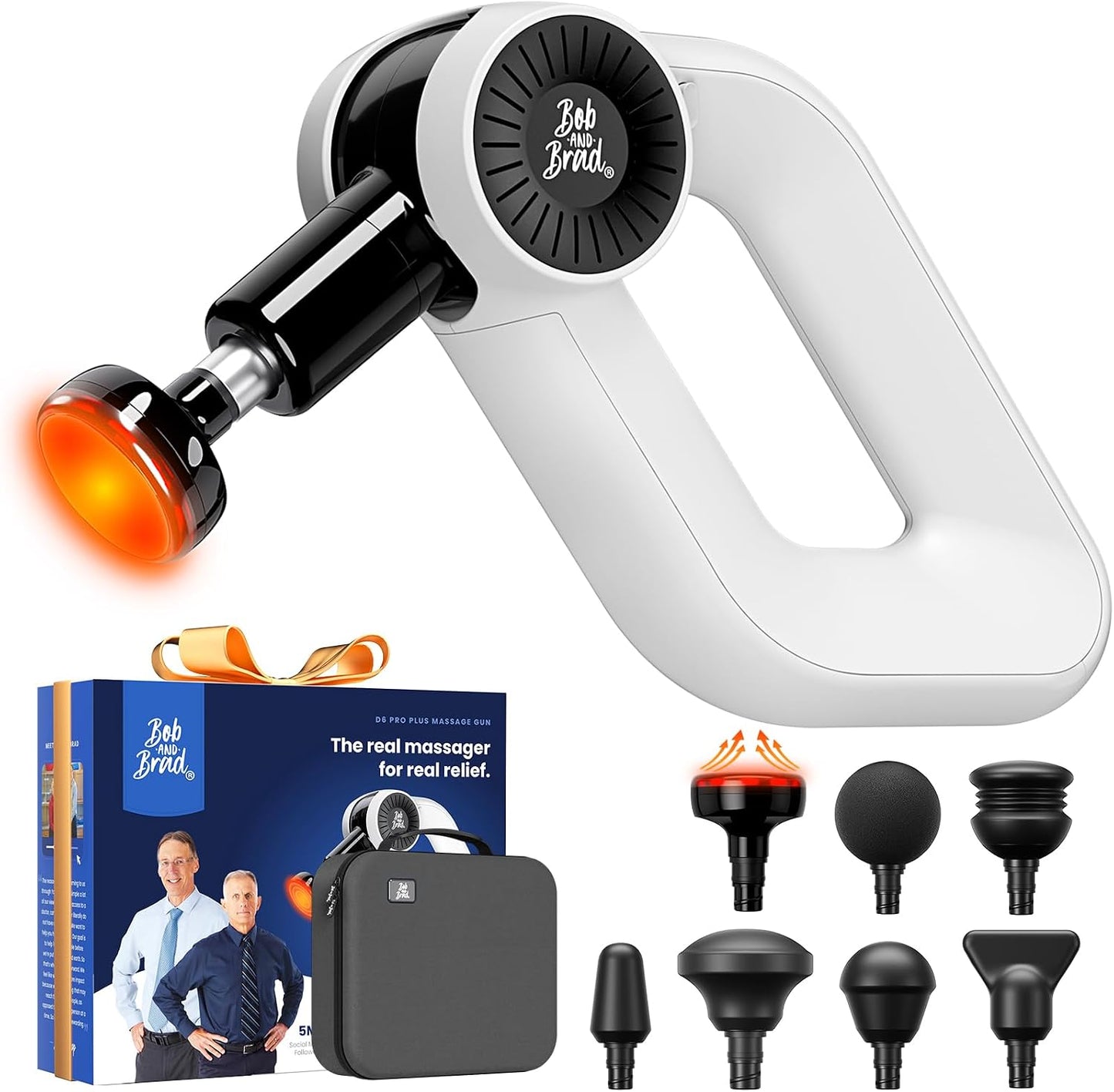 BOB AND BRAD D6 Pro Plus Massage Gun with Heat, Deep Tissue Percussion with 16mm Amplitude, Professional Muscle Massager Gun for Athletes, Quiet Electric Handheld Massager